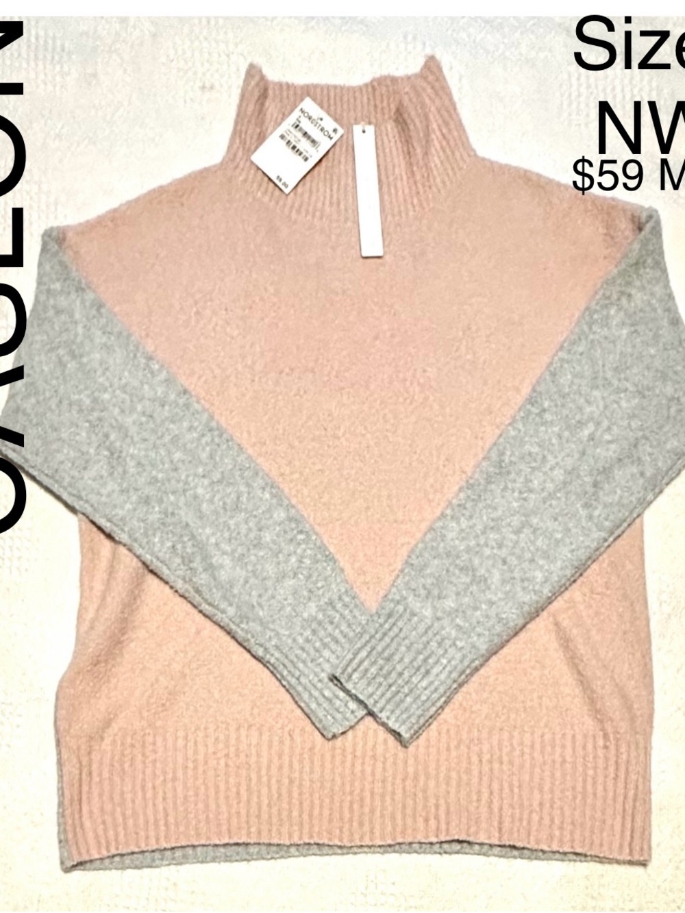 Cloudy Soft Caslon Nordstrom Sweater Pullover Color Block Mock neck